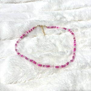 Pink Summer necklace! (pink beaded necklace with mixed beads and an adjustable clasp at the top)