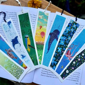 Hand Painted Bookmark Prints, Floral Bookmarks, Nature Bookmark, Nature Art Gift For Book Lovers, Handmade Book Accessory, Canvas Bookmarks