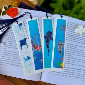Hand Painted Bookmark Prints, Ocean Bookmarks, Sea Life Bookmarks, Book Lovers Gift, Ocean Lovers Gift, Canvas Bookmarks