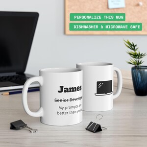 Personalized Senior Developer Coffee Mug Funny gift Programmers Software Engineers Geek Office Cup Terminal Meme