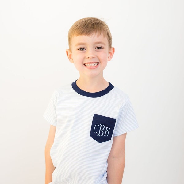 Monogrammed boy shirt, preppy boys shirt, personalized boys pocket shirt, pima cotton, super soft shirt