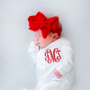 Baby girl Christmas outfit, baby girl coming home outfit, baby girl clothing, girl firefighter outfit, ruffle footie