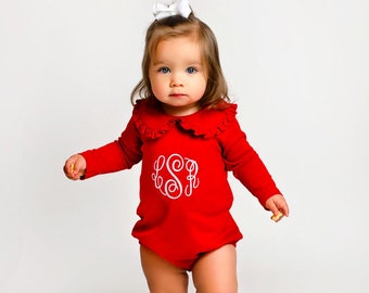 Girls Christmas Outfit, Toddler Girls Christmas outfit, monogrammed Christmas bubble, girls bubble, sk creations