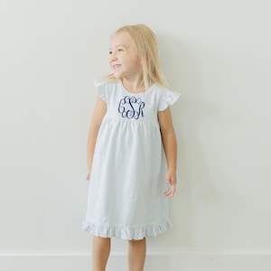 Girls Monogrammed Dress, personalized dress, girls personalized dress, toddler dress, pima dress, pima clothing, sk creations