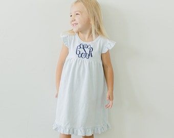 Girls Monogrammed Dress, personalized dress, girls personalized dress, toddler dress, pima dress, pima clothing, sk creations