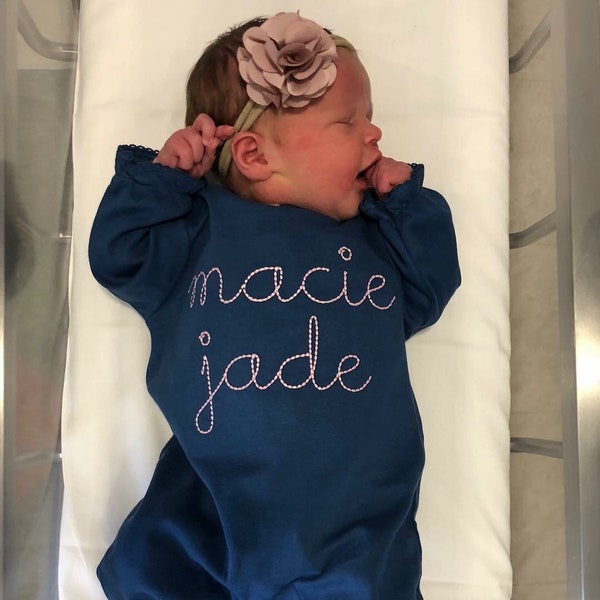 Conjunto para bebé niña que regresa a casa, mono con volantes y monograma, regalo para baby shower, regalo personalizado para bebé, algodón pima, creaciones sk