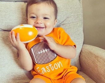 Boys football outfit, football romper, baby boy clothing, toddler boy clothing, monag