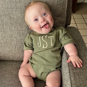 Boys monogrammed romper, newborn coming home outfit, personalized summer outfit, sk creations, pima cotton, boys photo, monogram romper,
