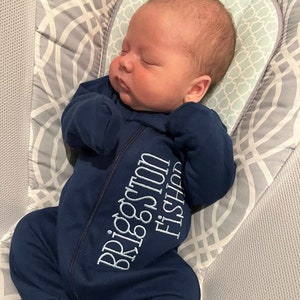 Baby boy coming home outfit, monogrammed coming home outfit, personalized footie, baby shower gift, zipper footie, zip outfit, LTC, baby boy