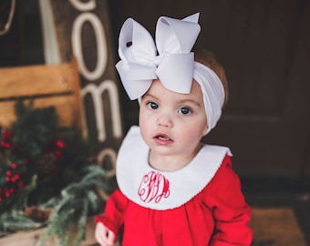 Girl Monogrammed Christmas Dress, Girl Christmas outfit, toddler, monogram girl clothing, LTC