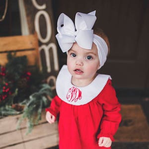 Girl Monogrammed Christmas Dress, Girl Christmas outfit, toddler, monogram girl clothing, LTC image 1