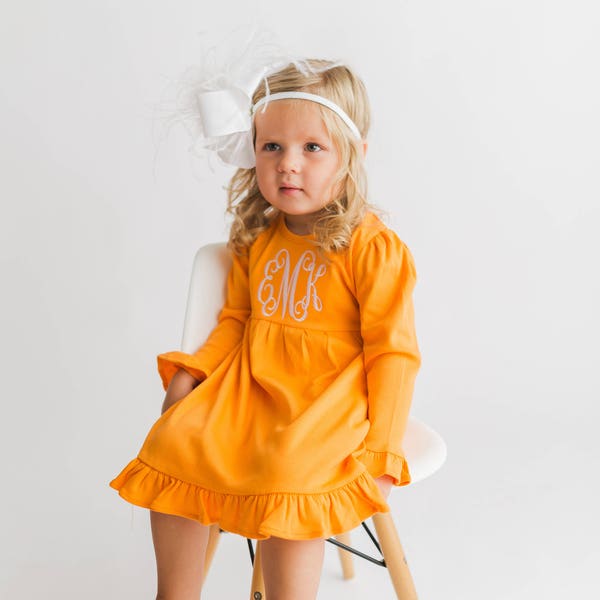 Girls Monogrammed Dress, Toddler fall outfit, picture outfit, tennessee vols outfit, Monogram christmas dress, picture outfit, birthday, BB