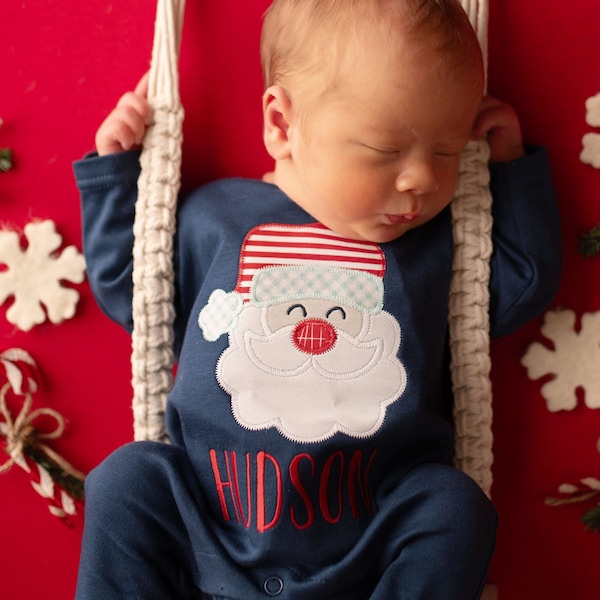 Camiseta navideña personalizada, traje navideño para niños, camiseta navideña para niños, mono navideño con monograma para niñas, creaciones sk, hermano, santa