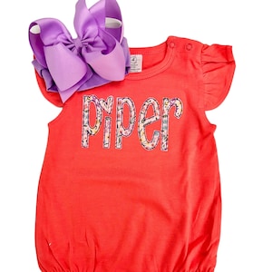 Baby girl bubble, monogrammed outfit, personalized toddler girl, summer outfit, sk creations, monogrammed bubble