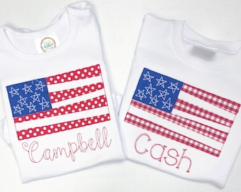 4th of july shirt, personalized, kids patriotic shirt, american flag appliqué shirt, boys patriotic shirt, girls patriotic, sk creations ARB
