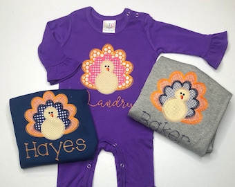 Mystery Turkey Applique shirt, personalized thanksgiving shirt, boys, girls, toddler, baby, LTC