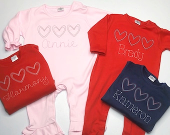 Mystery Valentines Trio Heart Design, Personalized Valentines Shirt, boys valentines outfit, girls valentines top, sk creations