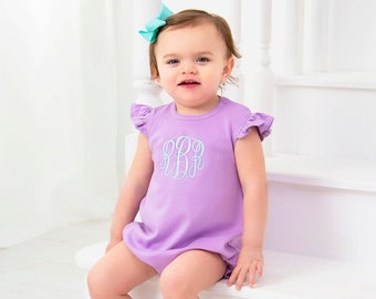 Monogrammed bubble, girls bubble, sunsuit, monogram summer outfit, sk creations, pima cotton, personalized girls outfit, sibling set