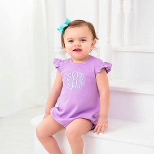 Monogrammed bubble, girls bubble, sunsuit, monogram summer outfit, sk creations, pima cotton, personalized girls outfit, sibling set