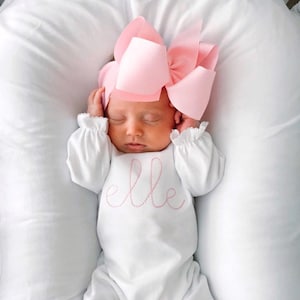 Baby girl coming home outfit, monogrammed ruffle romper, newborn outfit, sk creations, Preemie, Newborn