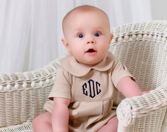 Monogrammed baby boy bubble, boy Easter outfit, personalized boys sunsuit, boys picture outfit, preppy baby boy clothing, baby shower gift