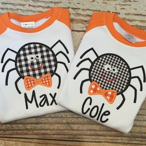 Personalized Halloween shirt, monogrammed girl halloween shirt, custom boy halloween shirt, monogrammed raglan shirt, monogram fall spider