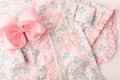 baby girl coming home outfit, grand millennial monogrammed coming home outfit, sk creations, zip footie, ruffle outfit, floral LP