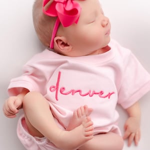 Monogrammed Baby girl coming home outfit, summer coming home outfit, summer baby girl bubble, t shirt bubble, personalized baby shower gift