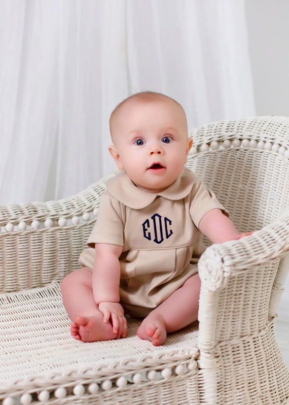 Monogrammed Baby Boy Bubble, Boy Easter Outfit, Personalized Boys
