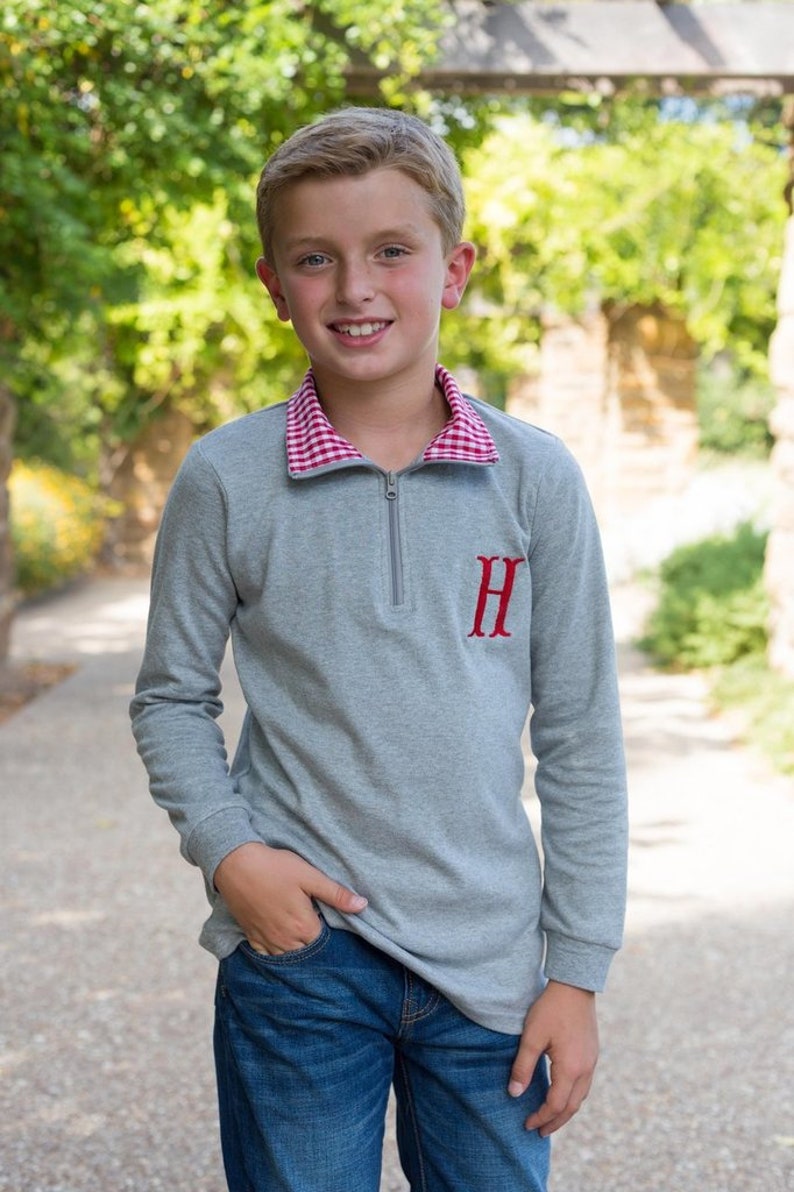 Monogrammed boys pullover, girls pullover, kids sweatshirt, children's quarter zip, monogram clothing, kids clothing, ltc image 6