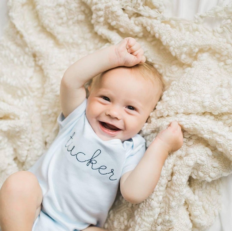 Monogrammed bodysuit, monogrammed newborn outfit, monogrammed baby gift, personalized baby shower gift set, newborn photo outfit image 1