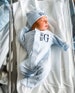 Baby boy coming home outfit, Monogrammed footie, Personalized Baby gift, Monogrammed sleeper, pima cotton, newborn pictures, blue stripes 