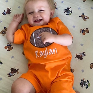 Boys football outfit, football romper, baby boy clothing, toddler boy clothing, monag image 8