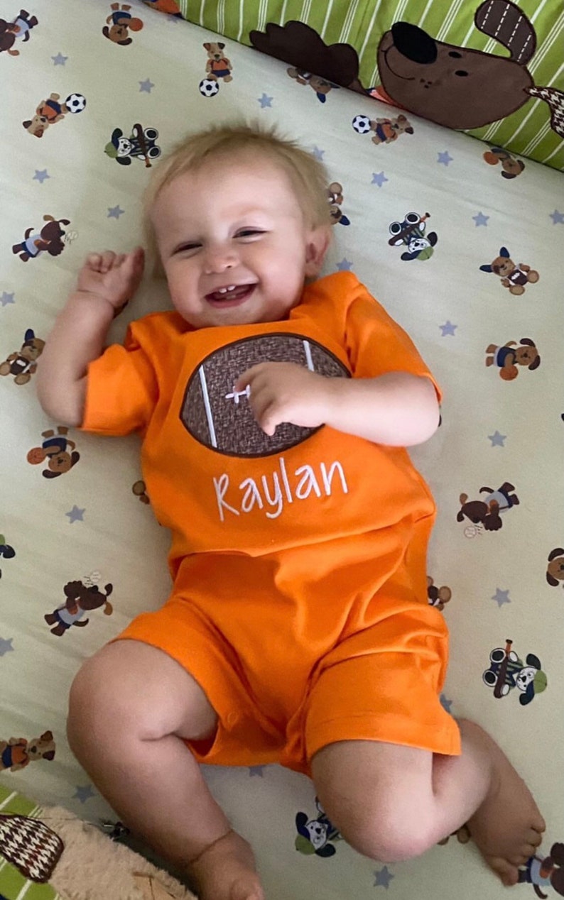 Boys football outfit, football romper, baby boy clothing, toddler boy clothing, monag image 8