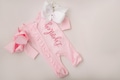 baby girl coming home outfit, monogrammed coming home outfit, sk creations, zip footie, ruffle outfit,