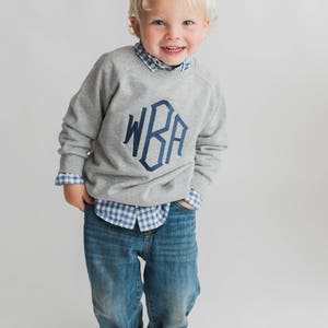 Monogrammed sweatshirt, toddler sweater, girls monogram shirt, boys personalized sweatshirt, fall clothing, winter, arb, monag image 3