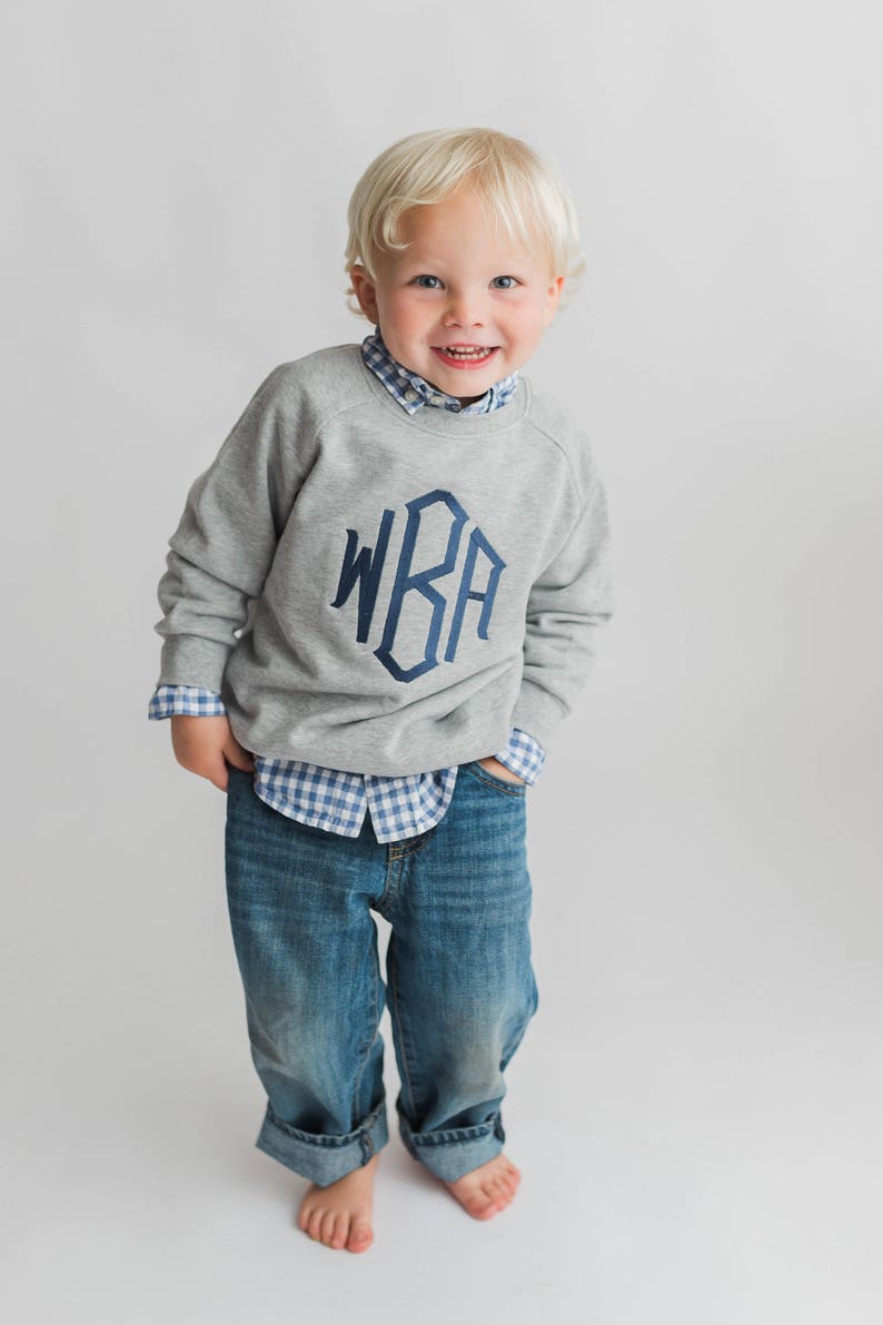 Monogrammed sweatshirt, toddler sweater, girls monogram shirt, boys personalized sweatshirt, fall clothing, winter, arb, monag image 3