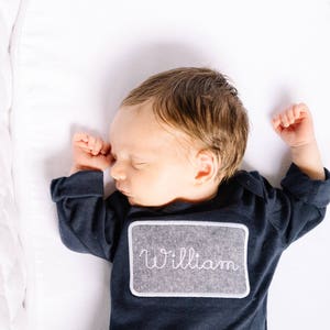 Baby boy coming home outfit, monogrammed gown, baby boy gift, personalized sleeper, romper, newborn picture, shower gift,