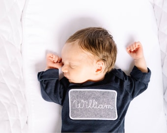 Baby boy coming home outfit, monogrammed gown, baby boy gift, personalized sleeper, romper, newborn picture, shower gift,