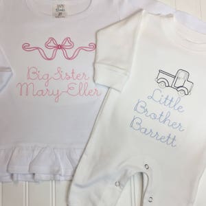 Sibling shirts, personalized sibling outfits, big brother shirt, big sister shirt, little brother shirt, little brother gown, arb