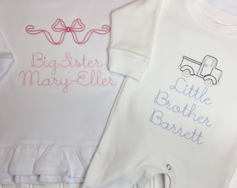 Geschwister Shirts, personalisierte Geschwister Outfits, großer Bruder Shirt, große Schwester Shirt, kleiner Bruder Shirt, kleiner Bruder Kleid, arb