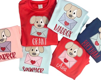 Girls Valentine&#39;s Day shirt, boys Valentine&#39;s Day shirt, personalized valentines shirt, embroidered valentines shirt, sk creations