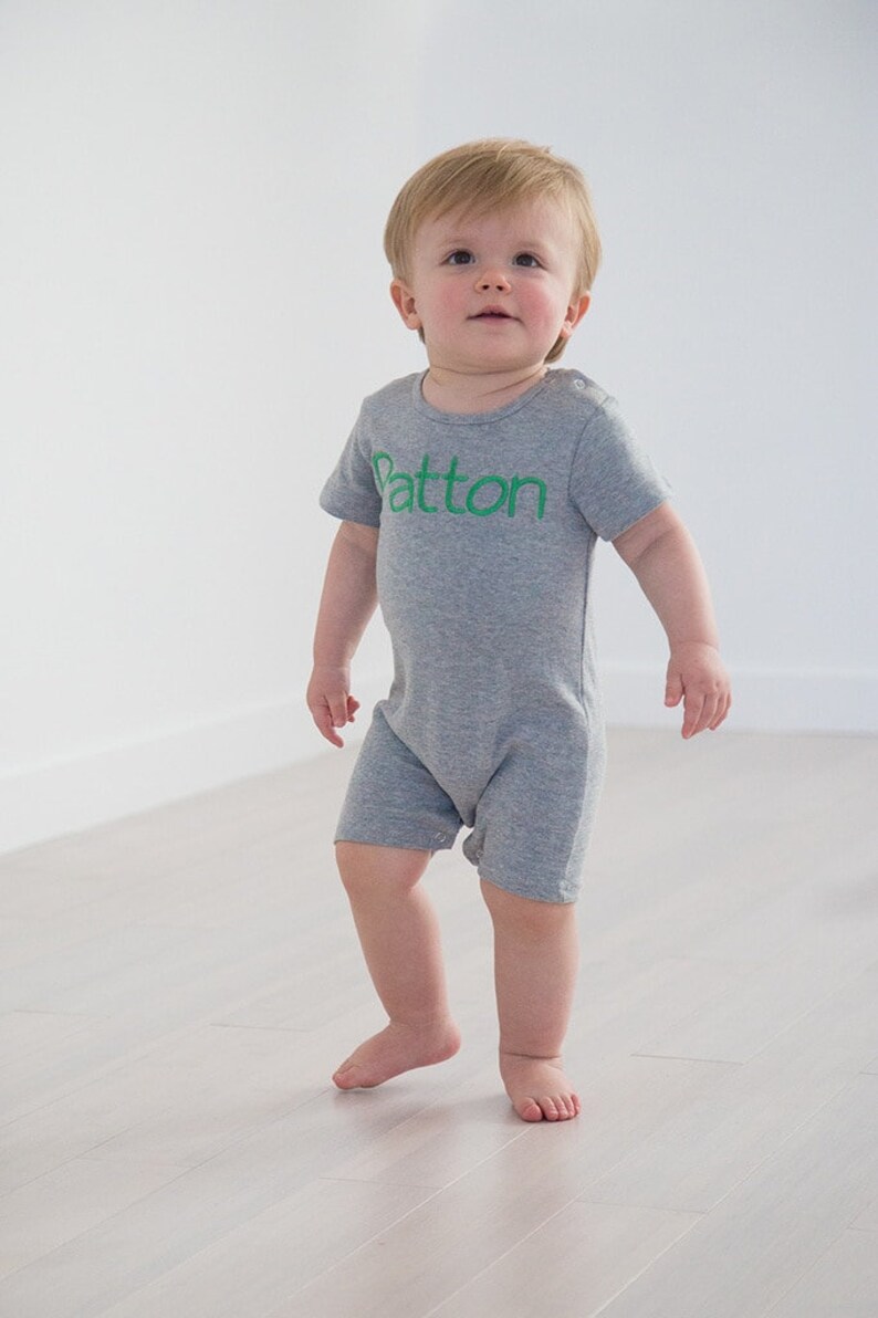 Monogrammed Romper, Personalized Summer Outfit, Boys Monogrammed Romper ...