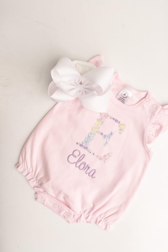 baby girl coming home outfit, girls bubble,  summer coming home outfit, girls bubble, summer outfit, monogram, personalized, sk creations,