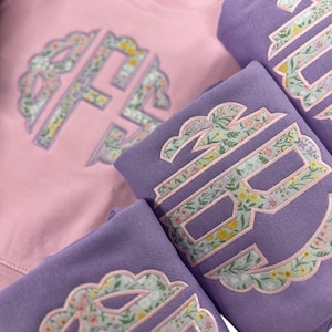 Girls monogrammed sweatshirt, applique monogrammed crewneck, toddler sweatshirt, embroidered sweatshirt, sk creations, infant sweatshirt