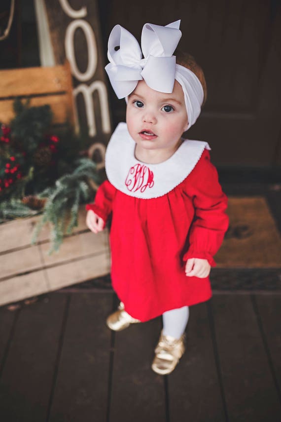 Girl Monogrammed Christmas Dress Girl Christmas Outfit 