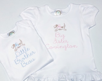 Sibling shirts, personalized sibling outfits, big brother shirt, big sister shirt, little brother shirt, arb,  brother gown, monogrammed,