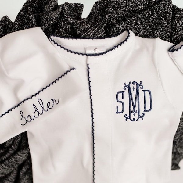 Baby boy coming home outfit, newborn coming home outfit, Navy boys outfit, monogrammed footie, baby shower gift, pima cotton, newborn photos
