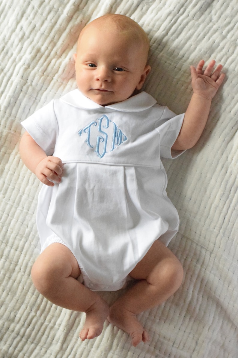 Monogrammed baby boy bubble boy Easter outfit personalized Etsy