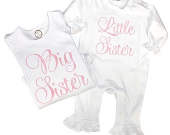 big sister shirt, little sister outfit, sister set, sibling shirts, personalized sibling outfits, baby shower gift